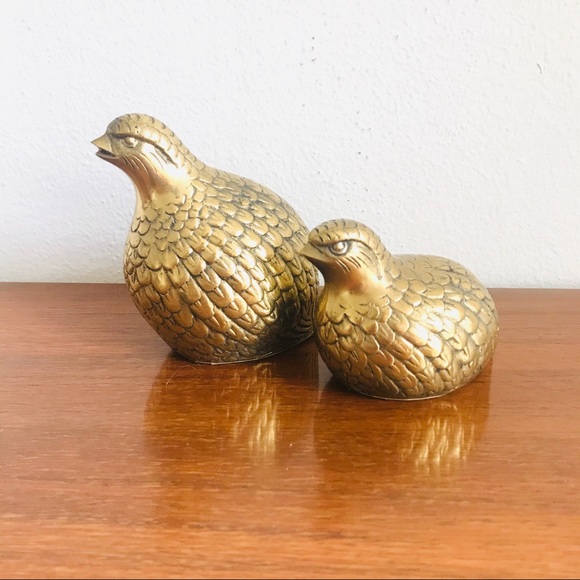 Vintage Other - Pair of vintage mid century modern brass quail